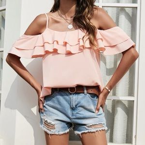Shein Cold Shoulder Pink Blouse M